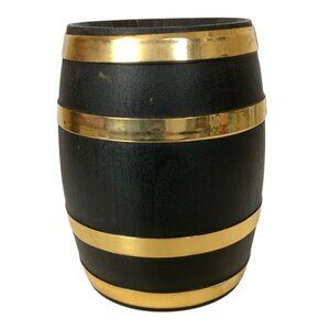 Black Barrel Coin Bank by Mayville Plastics Gold Accents First Savings Odessa